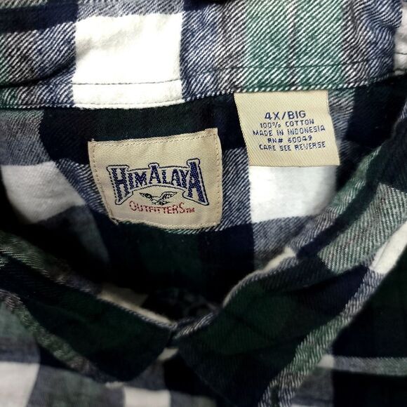 Himalaya Outfitters Long Sleeve Flannel Button Shirt Mens 4XB Big Green Plaid - Picture 4 of 7